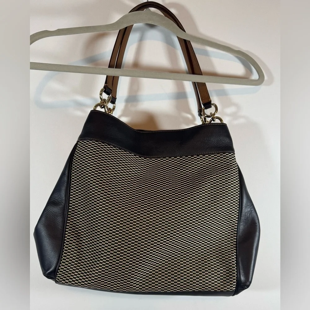 Women’s Coach Lexy Legacy Jacquard Tote Shoulder Bag Fabric/Leather 3 Pcs